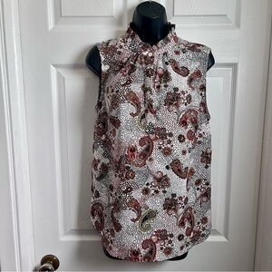 Max Cocos Cami Tank Top Paisley Print Medium Women white sleeveless summer